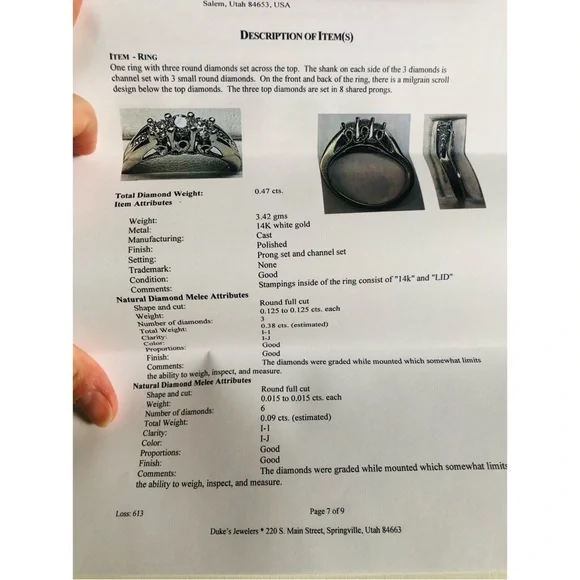 REAL Diamonds and 14 Karat White Gold Ring - Picture 12 of 15